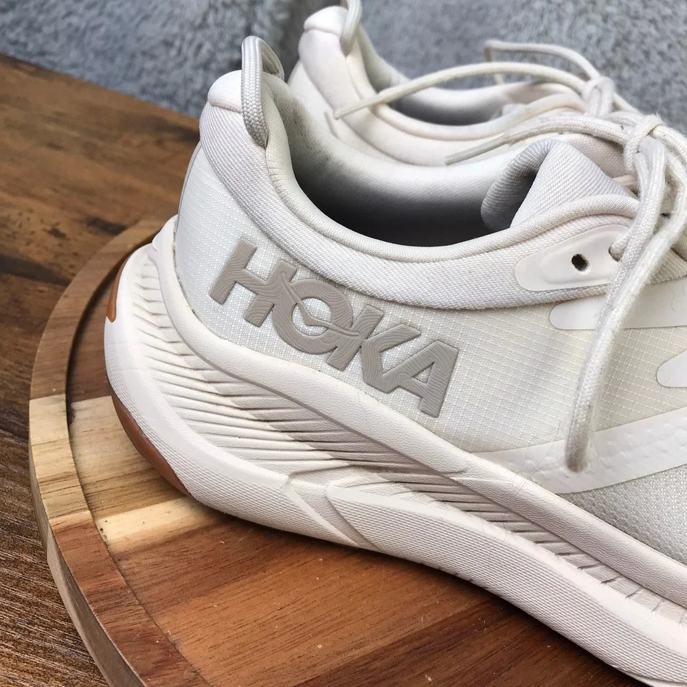 Hoka Transport Sneakers Women 8B Eggnog Gull White Vibram Cordura Walking Shoes